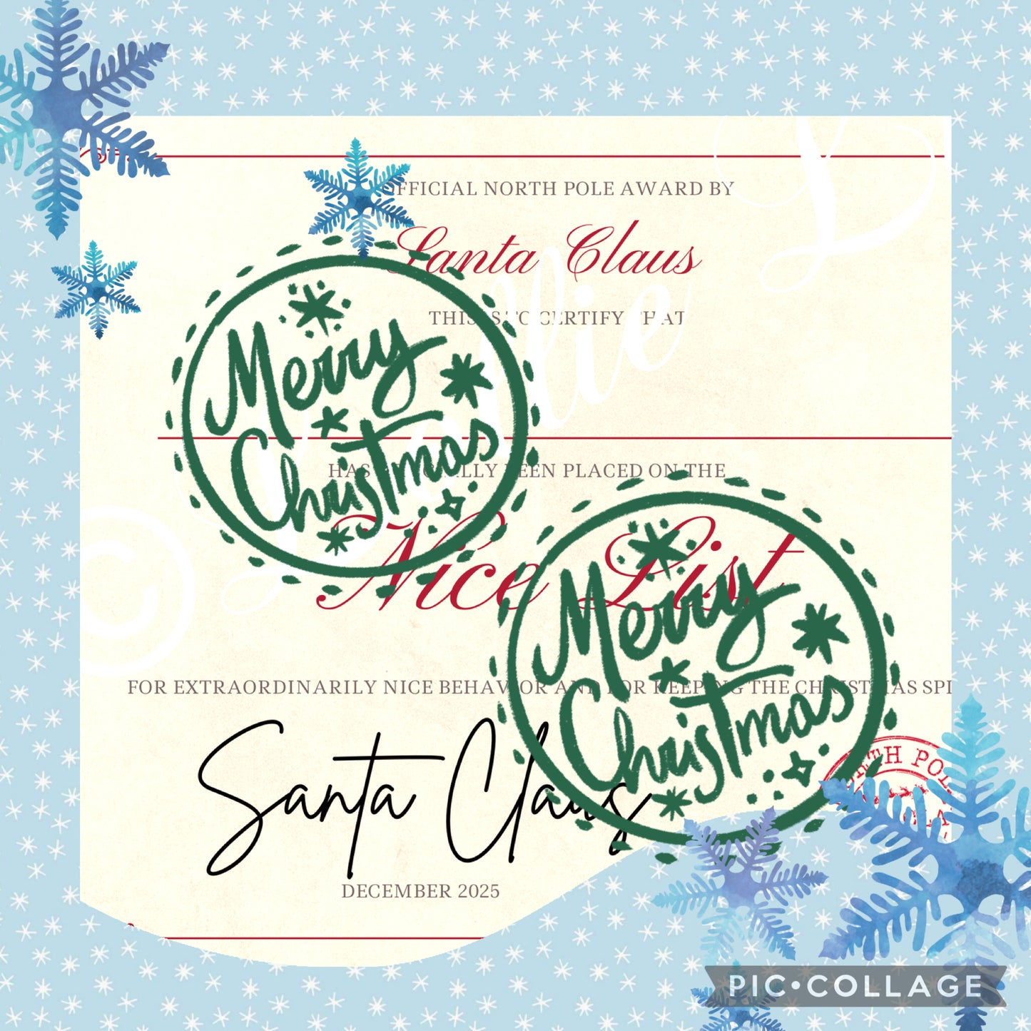 Santa Mail; Letter from Santa and Nice List Certificate