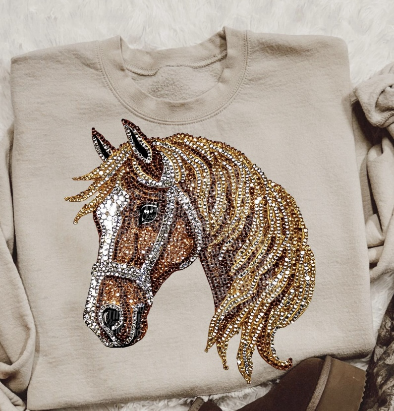 Horse Faux Rhinestone Custom Sweater