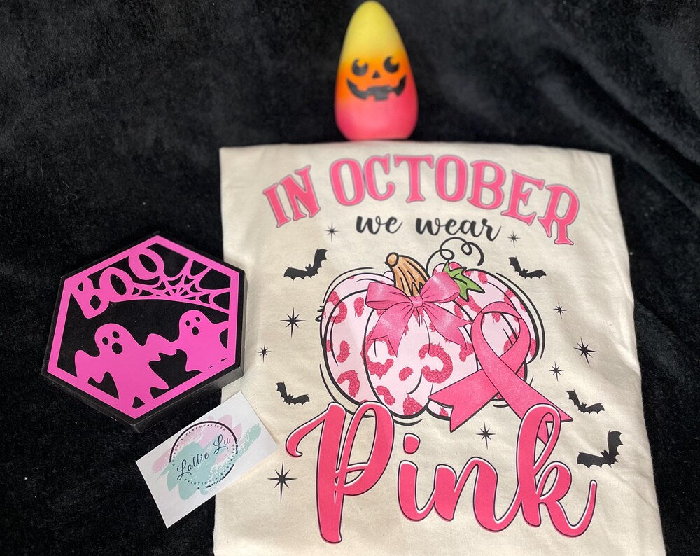 In October We Wear Pink Pumpkin Custom Shirt