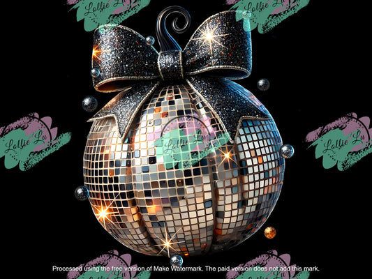 Sequin Pumpkin Disco Ball Bow Faux; Custom Shirt; gift; dtf; png; sublimation; digital; Fall; Halloween