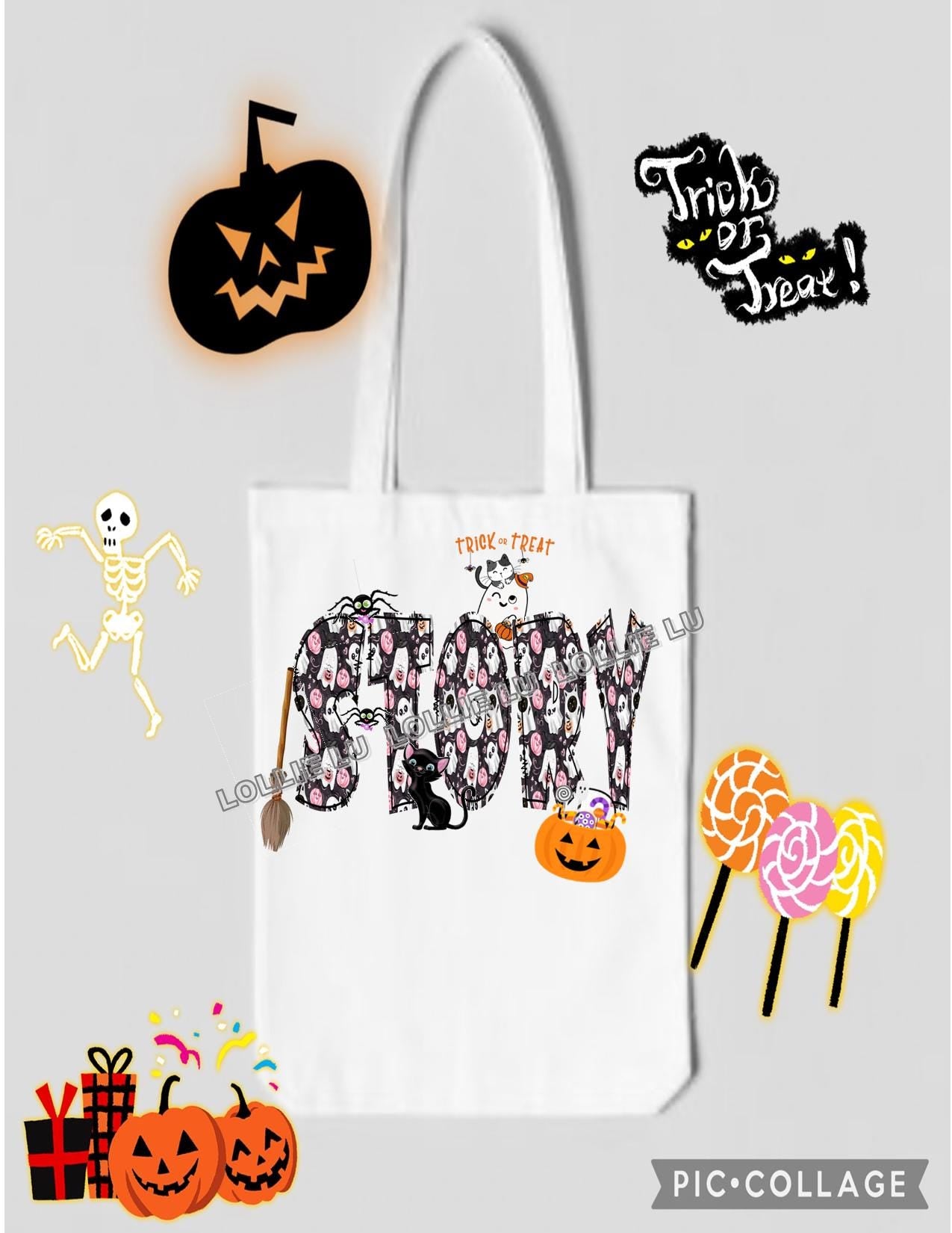 Custom Personalized Halloween Bag; Trick or Treat; gift; dtf; png; boy; girl