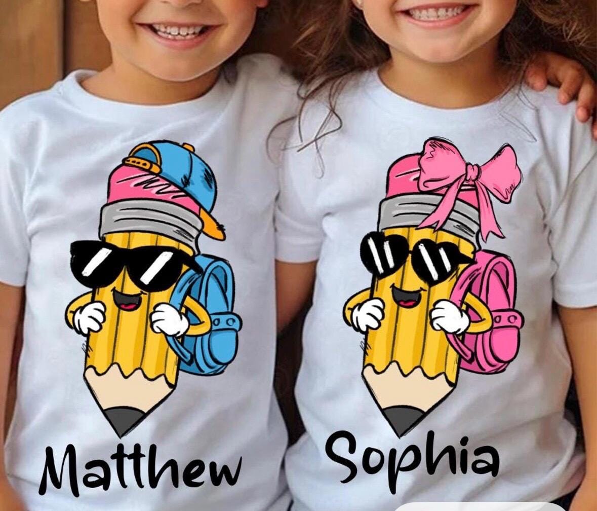 Back to School Pencil Custom Shirt; gift; dtf; png; sublimation; digital; boy; girl; personalized