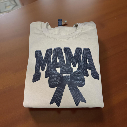 Mama Faux Yarn Custom Sweater; faux embroidery
