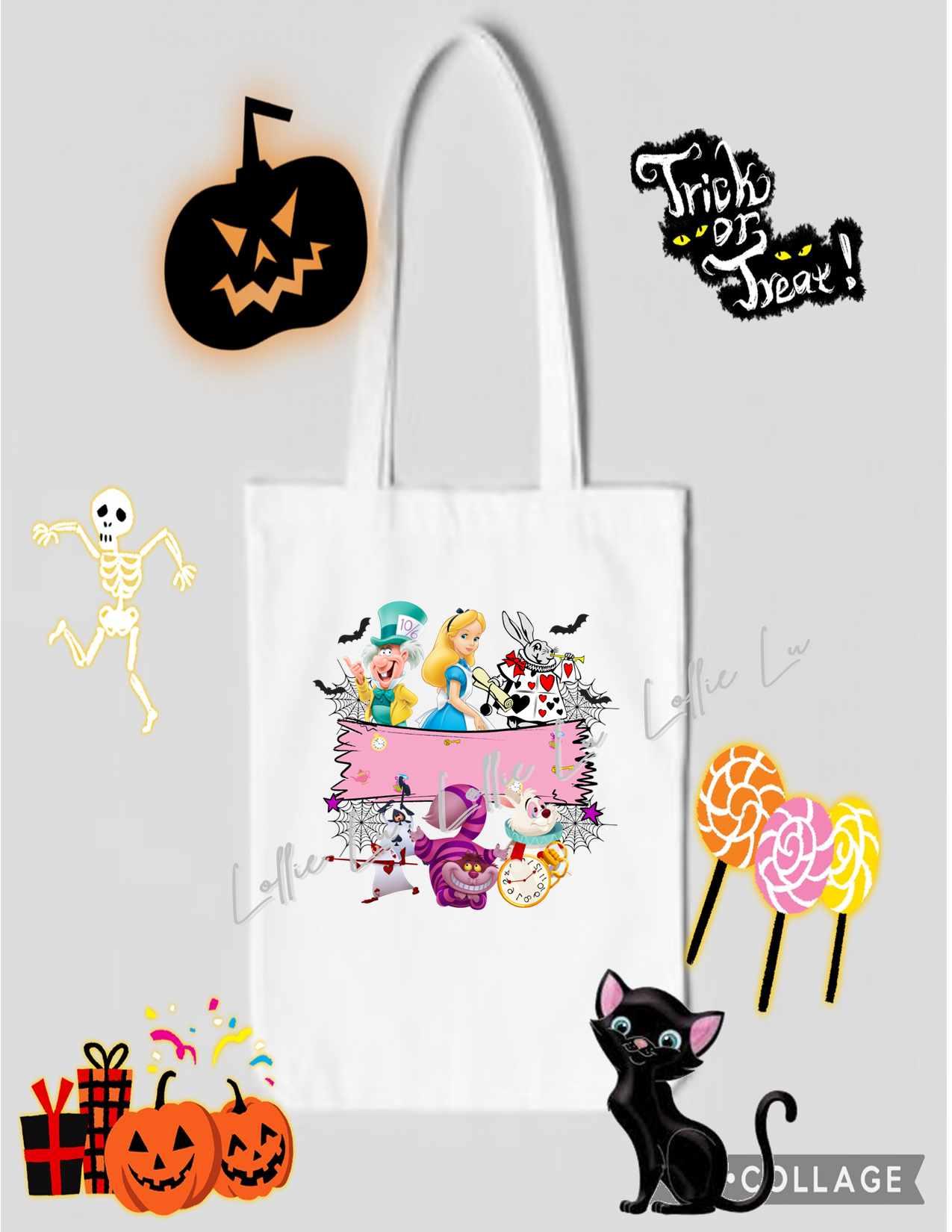 Halloween Trick or Treat Bag; Personalized; Custom; png; dtf