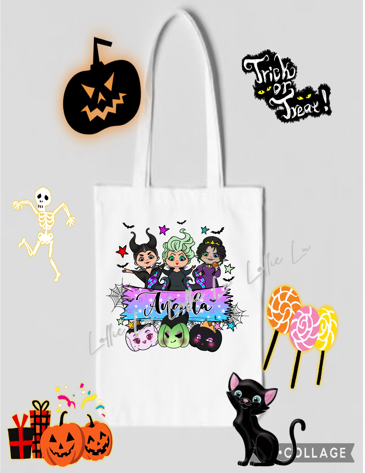 Halloween Trick or Treat Bag; Personalized; Custom; png; dtf