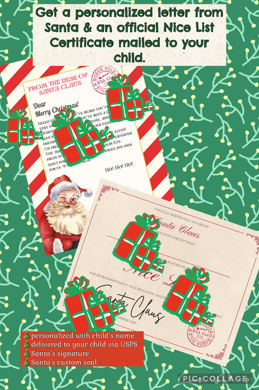 Santa Mail; Letter from Santa and Nice List Certificate