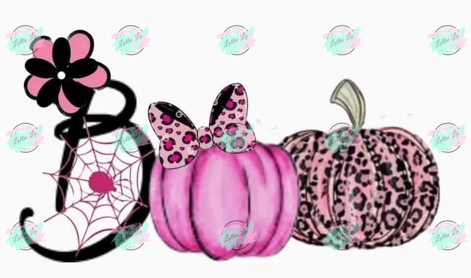 Boo Pink Pumpkin DTF Transfer; fall; Halloween; custom design; print your own shirt