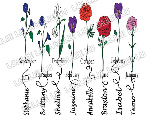 Birth Flower Custom Personalized Picture; Keepsake; gift; Family; loved one; Mother's Day; birthday; Mama; Grandmother