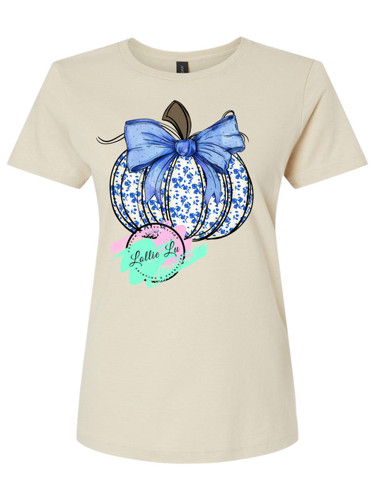 Blue Floral Coquette Pumpkin Custom Shirt