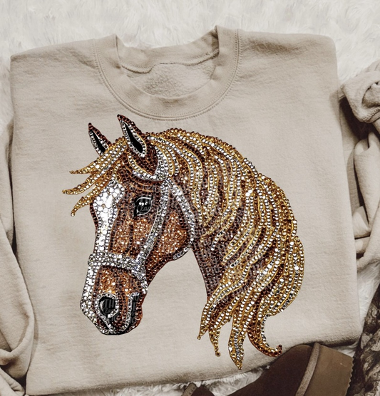 Horse Faux Rhinestone Custom Sweater