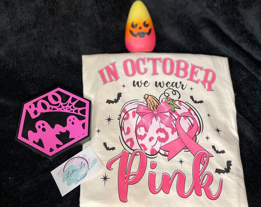 In October We Wear Pink Pumpkin Custom Shirt