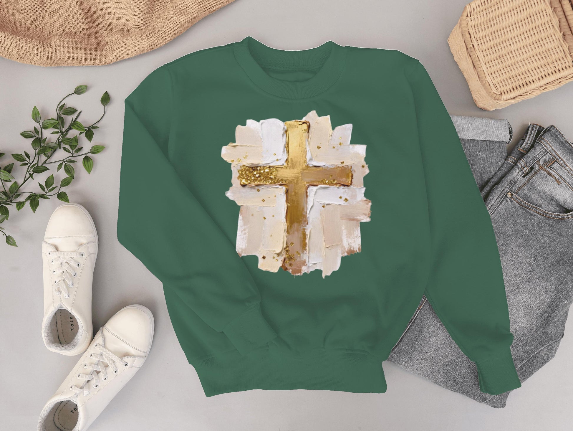 Cross Faux Paint Sweater; Custom Sweat Shirt; gift; dtf; png
