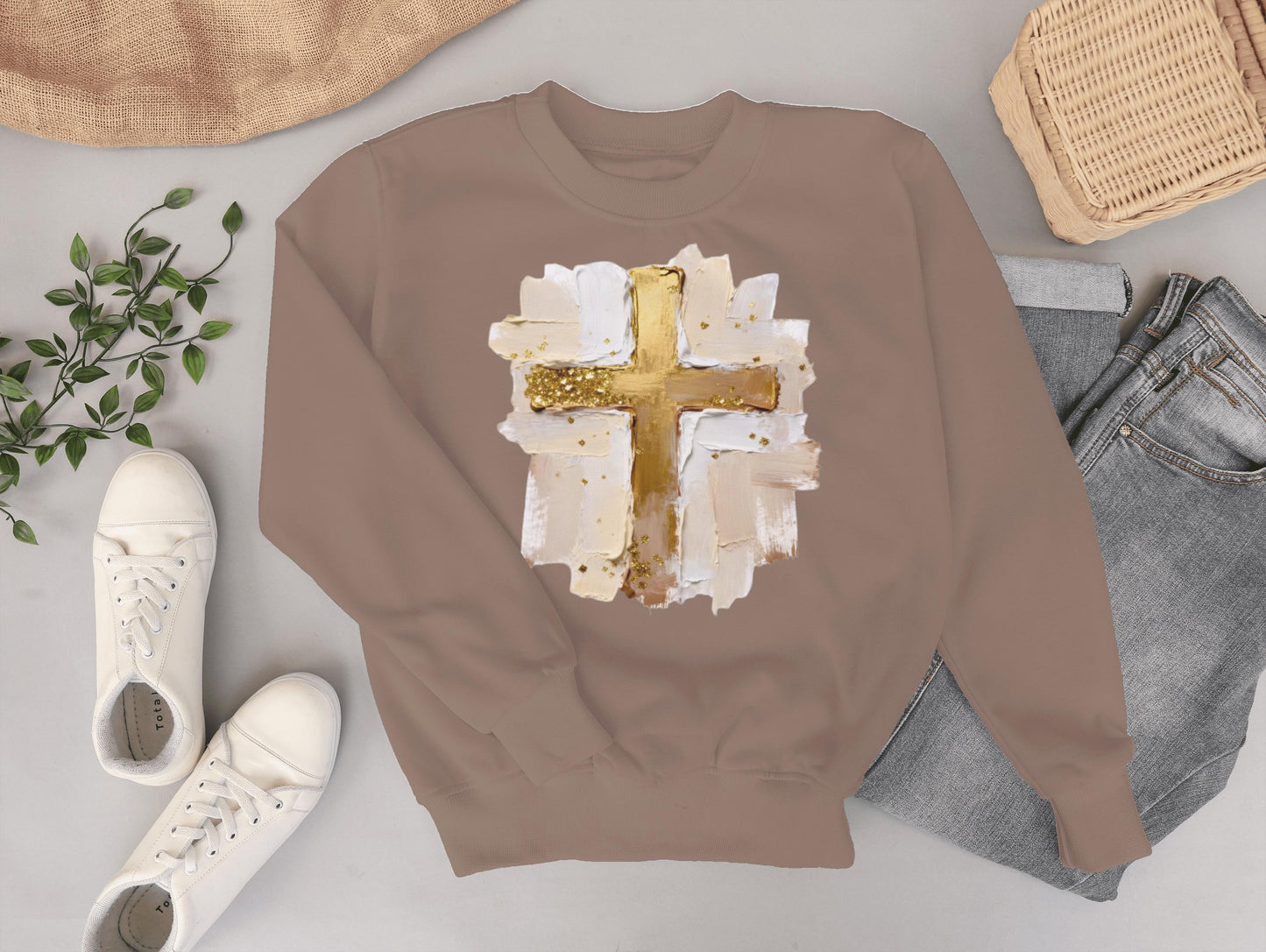 Cross Faux Paint Sweater; Custom Sweat Shirt; gift; dtf; png