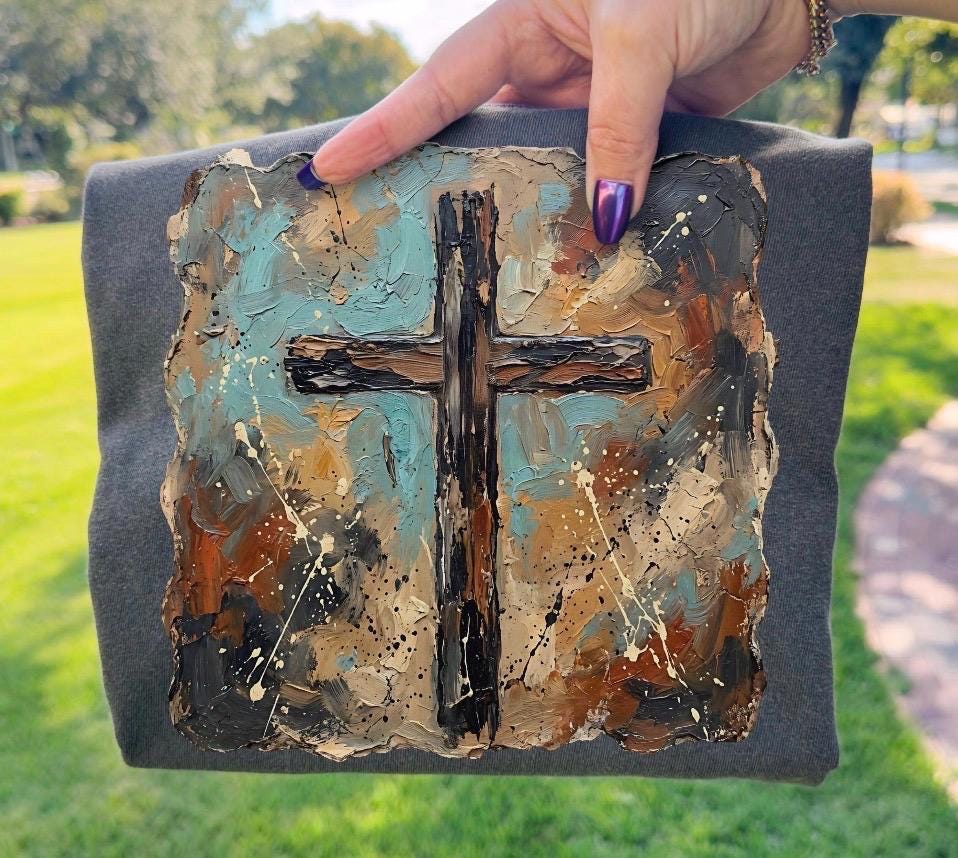 Cross Faux Painted Custom Shirt; Christian apparel; Jesus