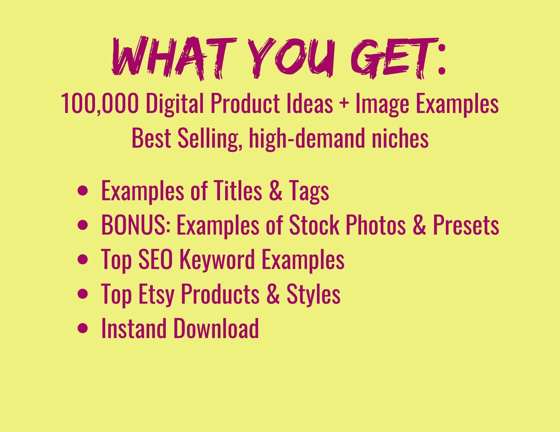 100,000+ Digital Product Ideas; Passive Income; Etsy Seller Guide