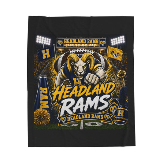 Headland Rams Mascot Football Velveteen Plush Blanket | School Spirit