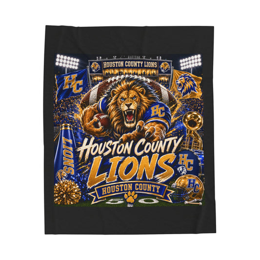 Houston County Lions roaring mascot Velveteen Plush Blanket | School Spirit, Football Fan