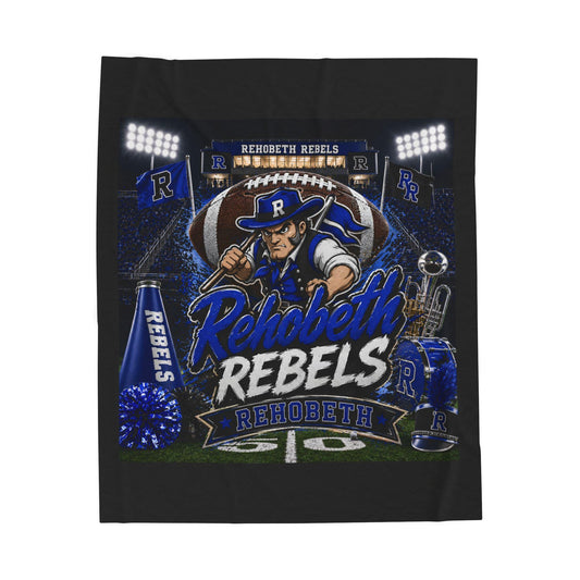 Rehobeth Rebels Football Velveteen Plush Blanket | Team Mascot Stadium Design