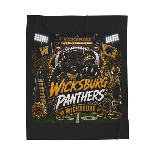 Wicksburg Panthers Football Blanket | Velveteen Plush Team Throw