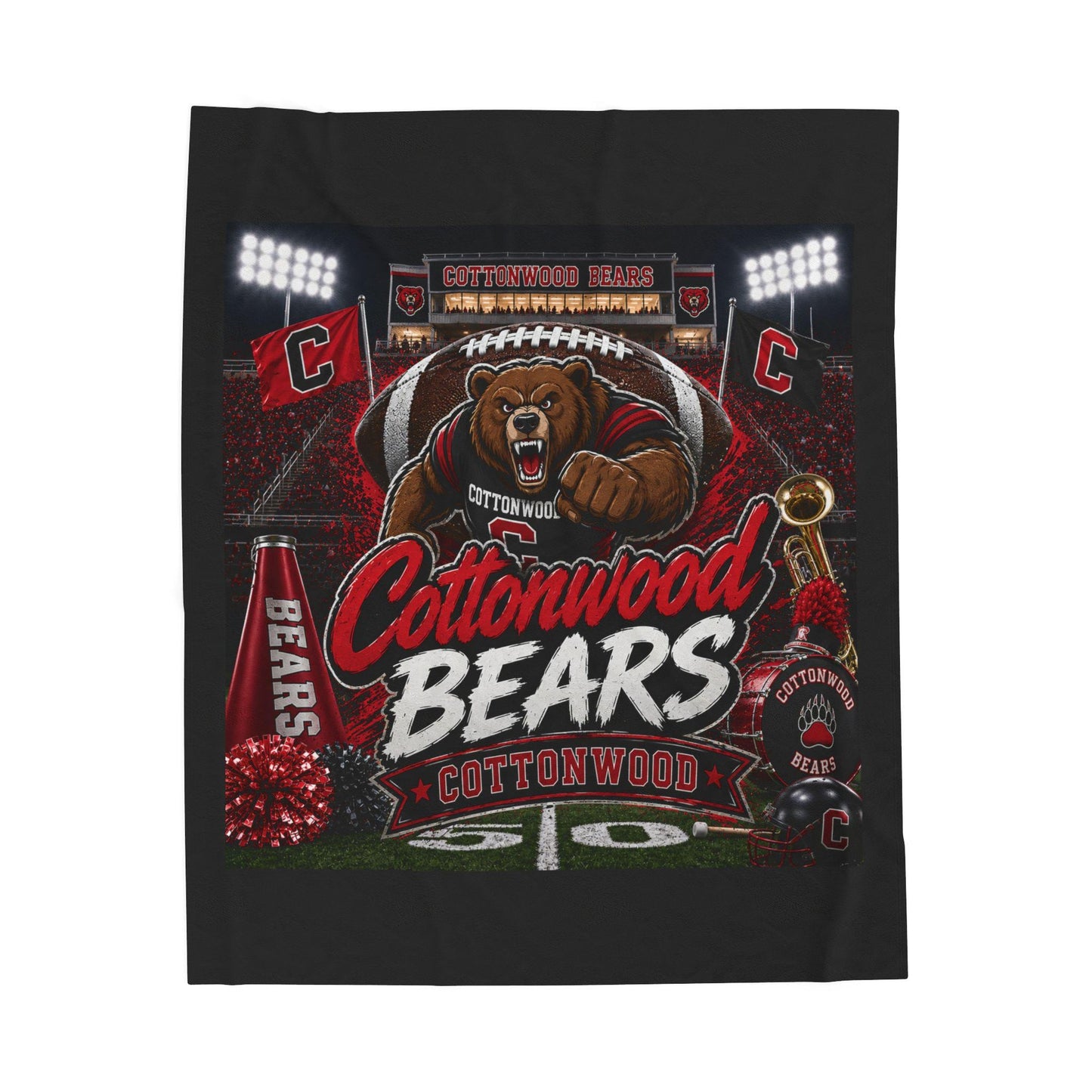 Cottonwood Bears Mascot Blanket | Velveteen Plush Blanket